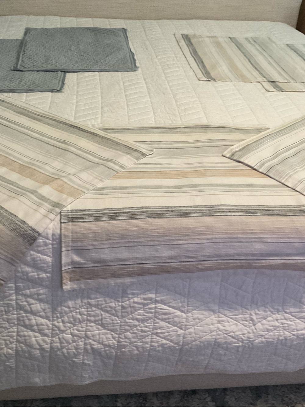 Pottery Barn Striped Pillow Shams in Cream, Gray and Beige
